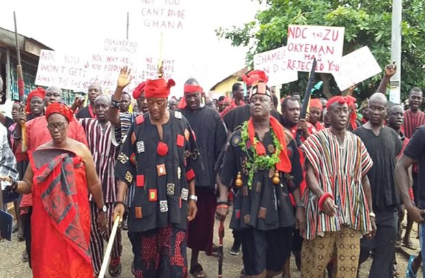 Akyem Abuakwa Residents, Chiefs Demo Against NDC