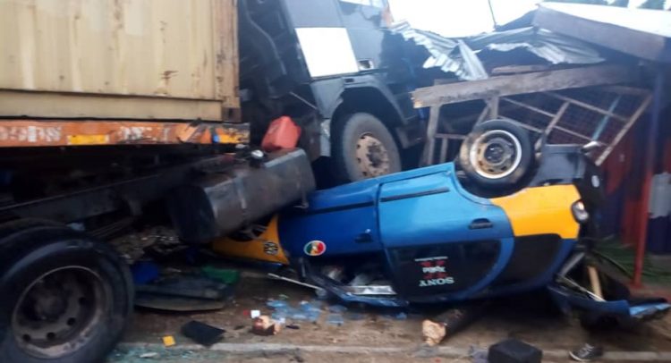 Trailer Runs Over Taxi At Bunso Junction