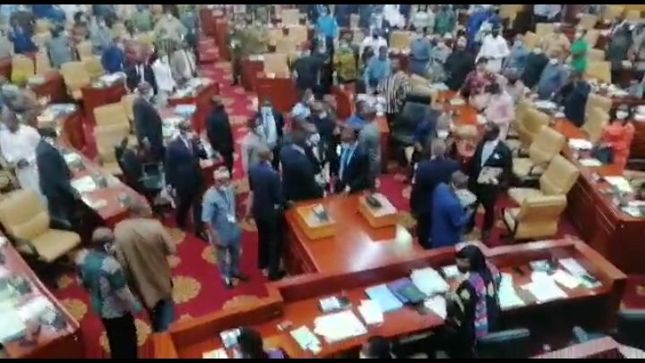 NDC Goes Wild In Parliament Over Budget Approval  …. Throws Speaker’s Chair