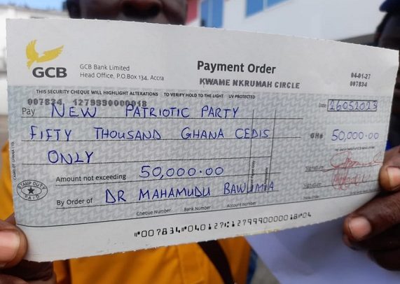 NPP Rejects Bawumia Fun Club Cheque