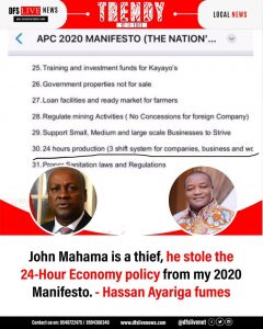 Mahama Accused Of Stealing 24-Hour Economy Idea