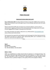 GNPC issues alert about ‘fraudulent’ social media page