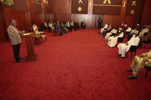 President Nana Addo Dankwa Akufo-Addo addressing muslim leaders at the Jubilee House on covid-19