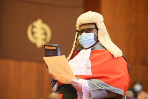 15.  Justice Prof. Henrietta Mensah Bonsu swearing in the oath of secrecy as a Justice of the Supreme Court at the Jubilee House