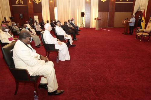 President Nana Addo Dankwa  Akufo-Addo addressing members of the Christian Leadership at the Jubilee  House