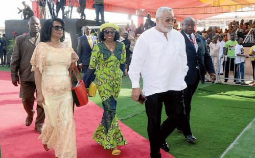 Ex-President Rawlings arriving with the wife Nana Konadu