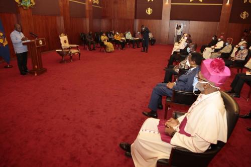President Nana Addo Dankwa  Akufo-Addo addressing members of the Christian Leadership at the Jubilee  House