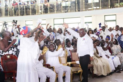 President Akuffo Addo waving enthusiastic congregants