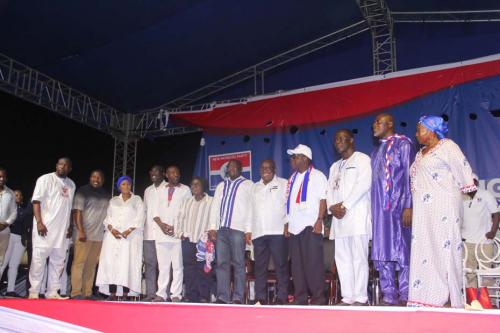 President Akufo-Addo and Dr. Bawumia with the newly elected National Executives of the NPP