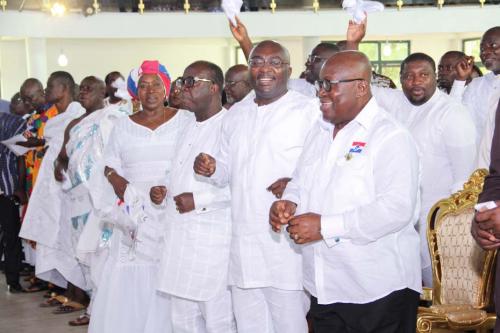 President and Veep in a shot with the newly elected NPP executives at the church service
